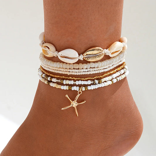 Marina Shell Stacked Anklet