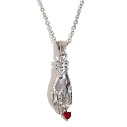 One-Handed Red Rhinestone Necklace