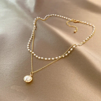Gold Pearl Necklace Set