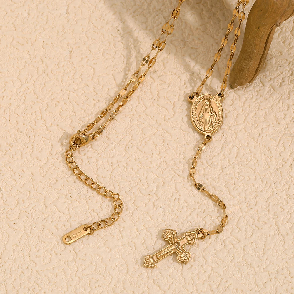 Virgin Cross Tassel Necklace