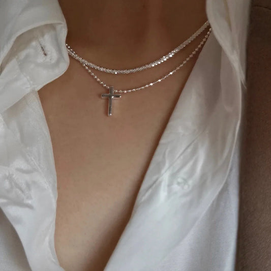 Silver Cross Chain Necklace