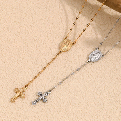 Virgin Cross Tassel Necklace