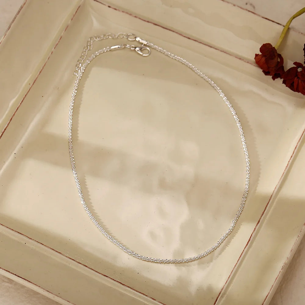 Silver Stone Chain Necklace