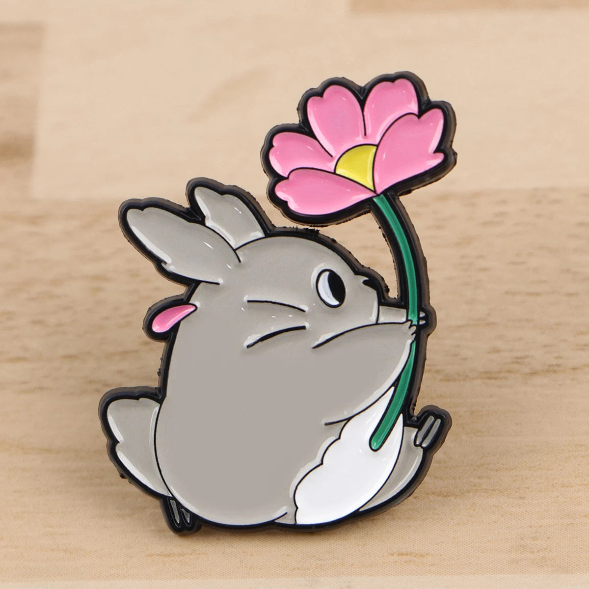 Totoro Inspired Flower Pin Badge