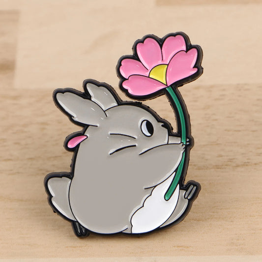 Totoro Inspired Flower Pin Badge